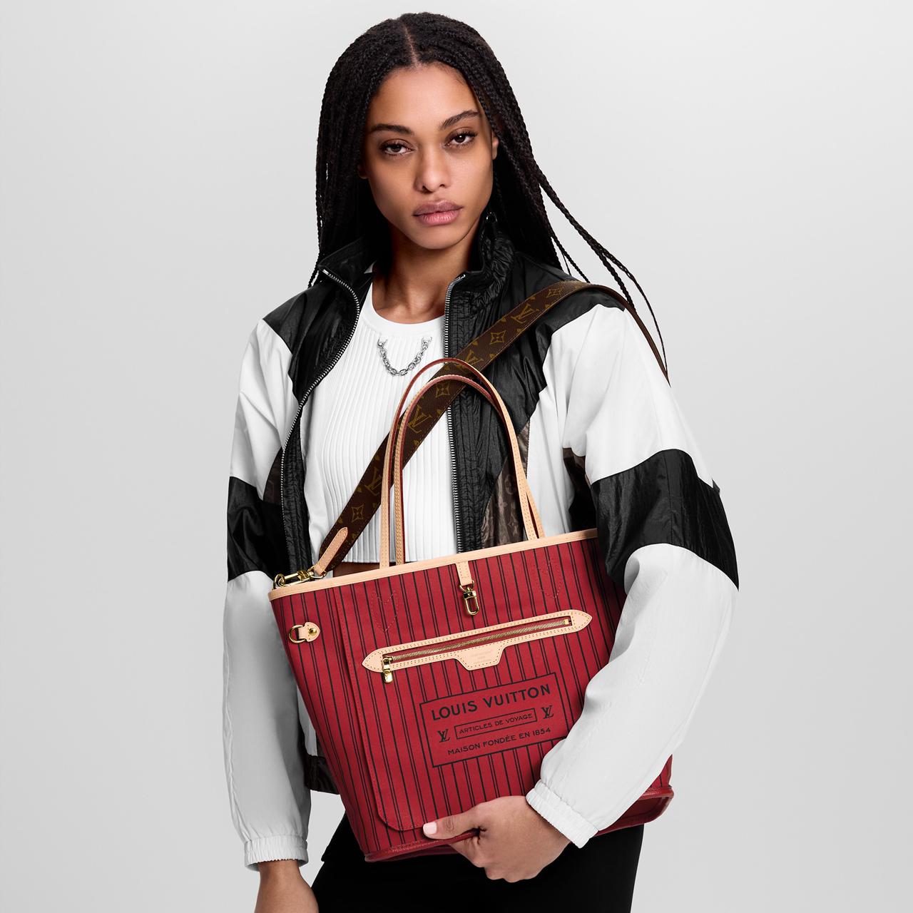Neverfull MM tote bag in Monogram canvas with natural cowhide trim