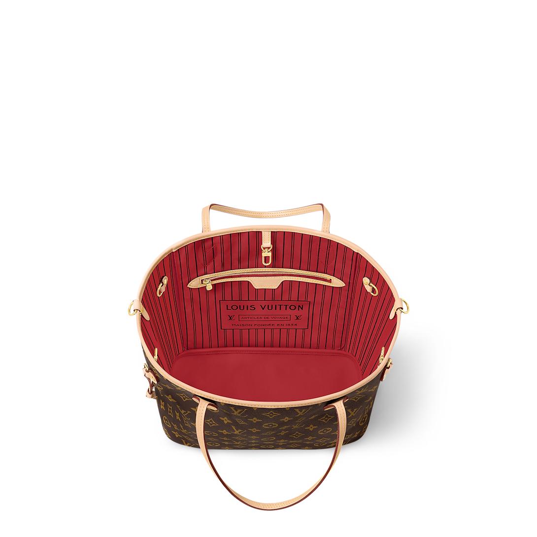 Neverfull MM tote bag in Monogram canvas with natural cowhide trim
