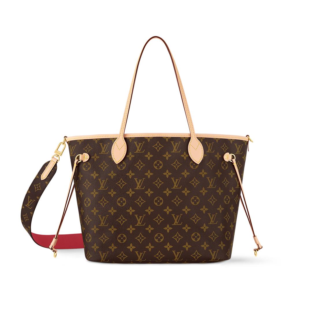 Neverfull MM tote bag in Monogram canvas with natural cowhide trim