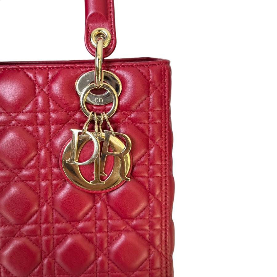 Christian Dior Lady Dior bag in burgundy quilted lambskin leather