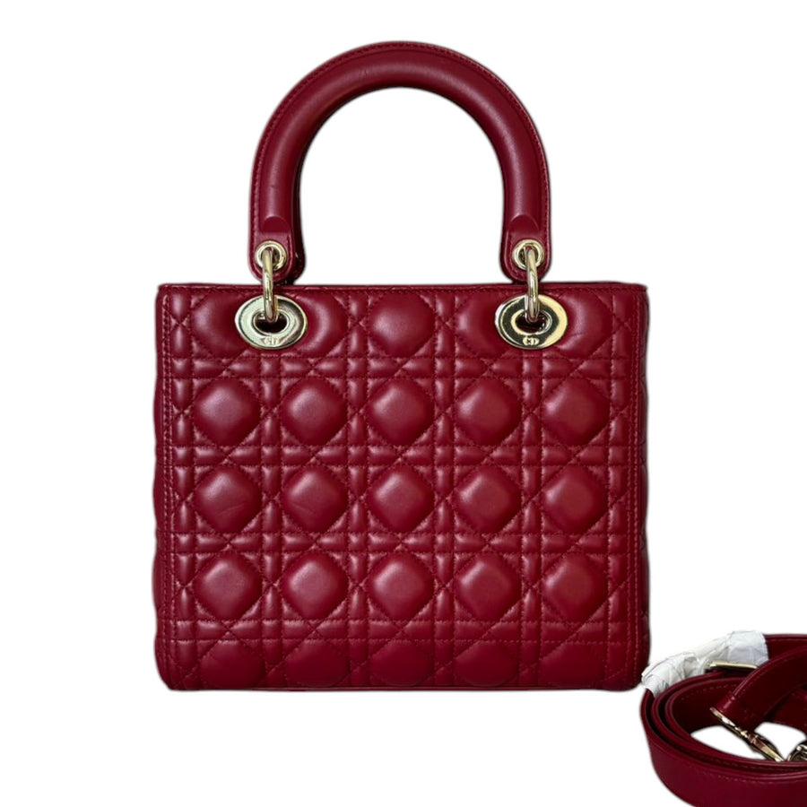 Christian Dior Lady Dior bag in burgundy quilted lambskin leather