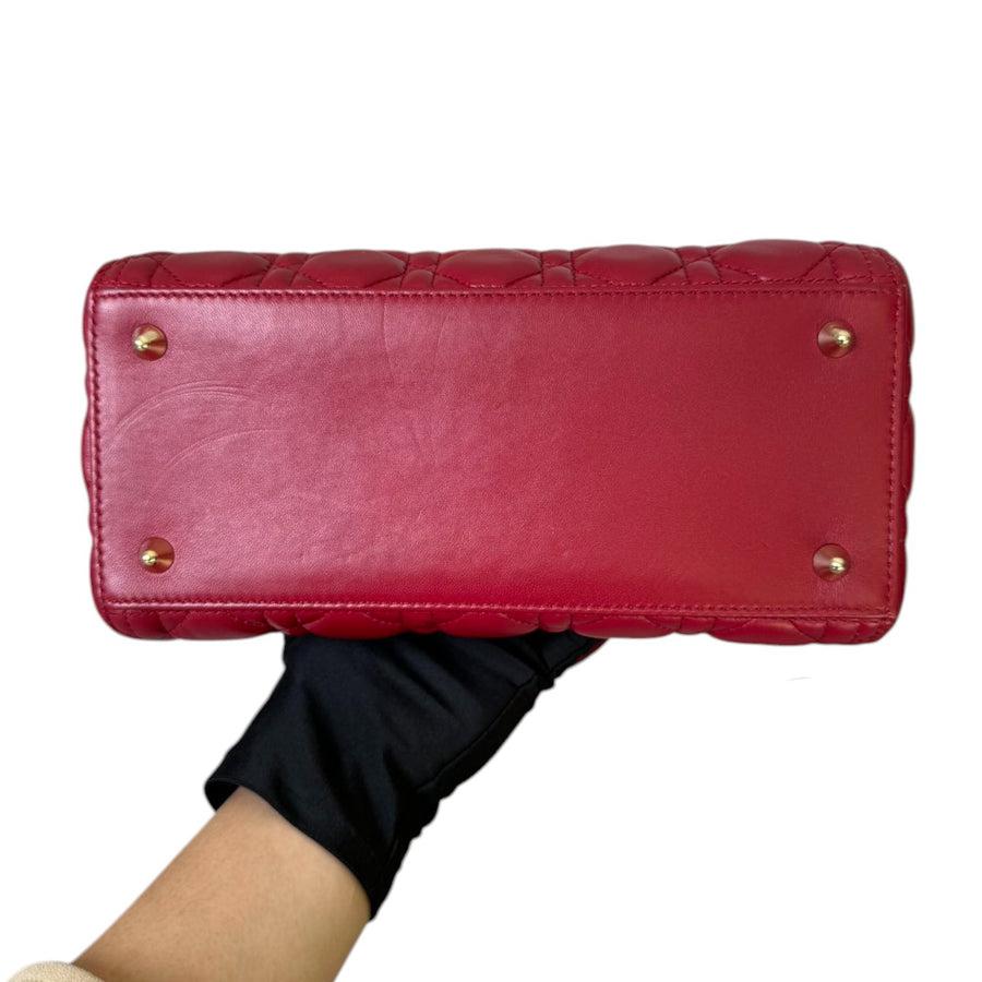 Christian Dior Lady Dior bag in burgundy quilted lambskin leather