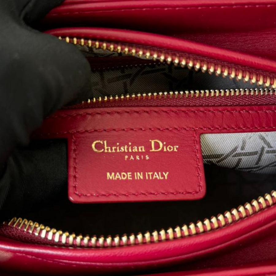 Christian Dior Lady Dior bag in burgundy quilted lambskin leather