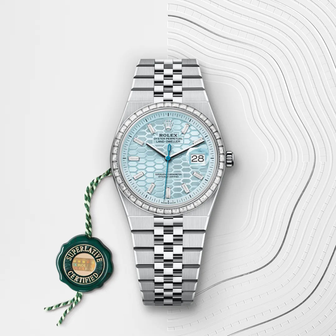 Rolex Land-Dweller 40mm Platinum Ice Blue Dial watch