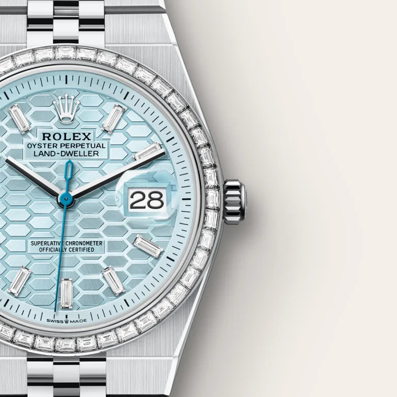 Rolex Land-Dweller 40mm Platinum Ice Blue Dial watch