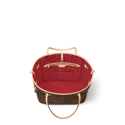 Neverfull MM tote bag in Monogram canvas with natural cowhide trim