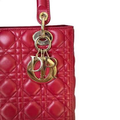 Christian Dior Lady Dior bag in burgundy quilted lambskin leather