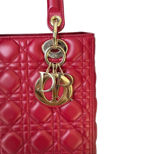 Christian Dior Lady Dior bag in burgundy quilted lambskin leather